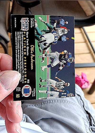 1991 Pro Set Platinum #80 Ottis Anderson — back