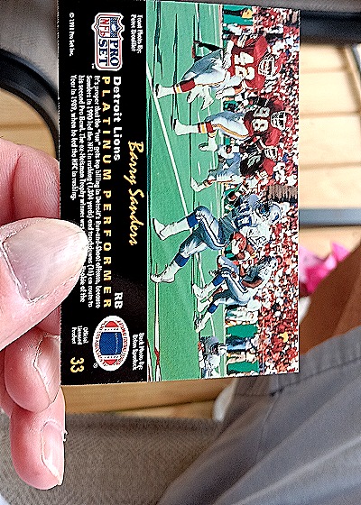 1991 Pro Set Platinum #33 Barry Sanders — back