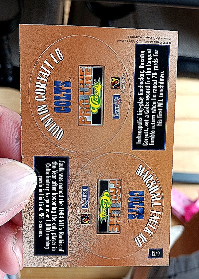 1995 Pro Line Caps #C-13 Quentin Coryatt / Marshall Faulk — back