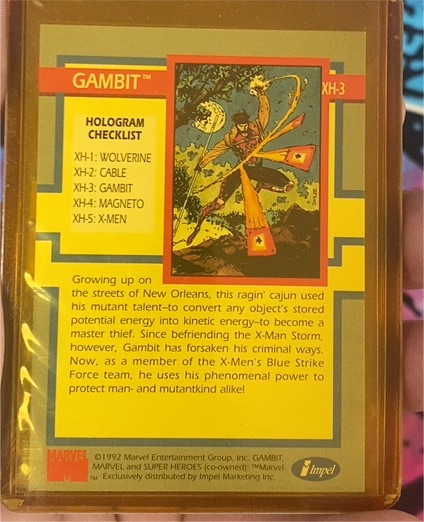 1992 Impel Marvel X-Men Series 1 Hologram #XH-3 Gambit — front