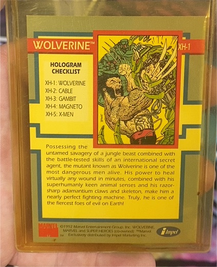 1992 Impel Marvel X-Men Series 1 #XH-1 Wolverine Hologram Insert Card — front