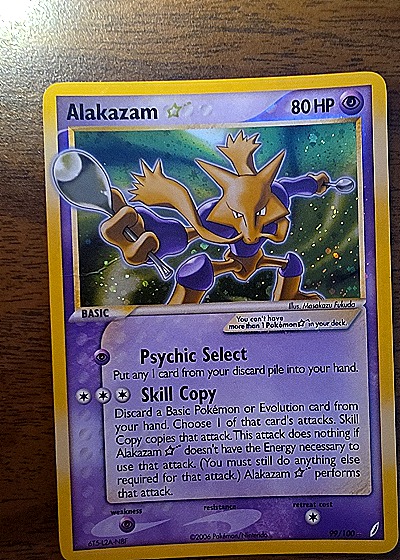 2006 Pokemon EX Crystal Guardians Gold Star #99 Alakazam — front
