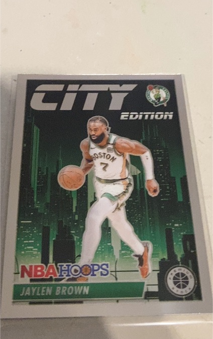 2023-24 Panini NBA Hoops Premium Stock City Edition #1 Jaylen Brown — front