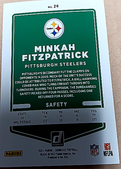 2021 Panini Donruss #26 Minkah Fitzpatrick — back