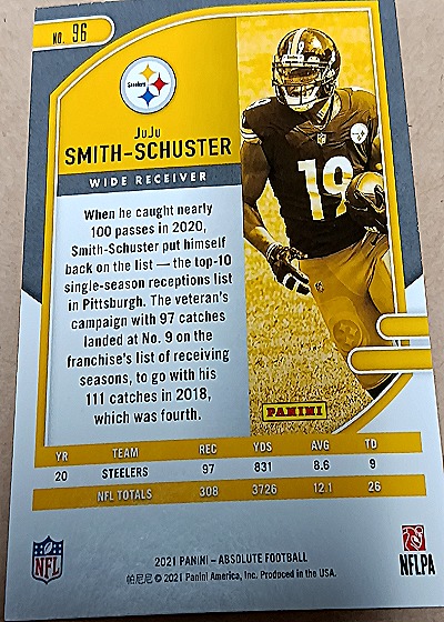 2021 Panini Absolute Football #96 JuJu Smith-Schuster — back