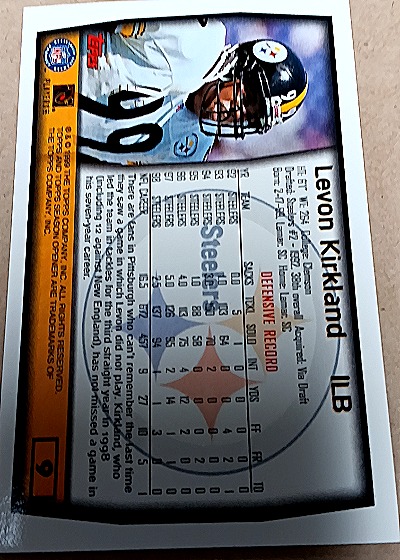 1999 Topps Season Opener Football #9 Levon Kirkland — back