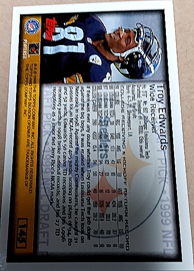 1999 Topps Season Opener #145 Troy Edwards — back