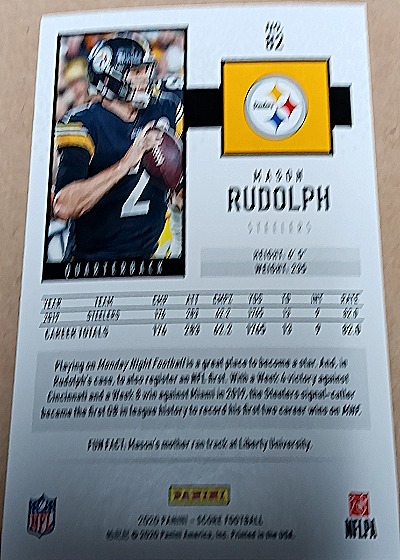 2020 Score #82 Mason Rudolph — back