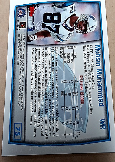 1999 Topps Season Opener #75 Muhsin Muhammad — back