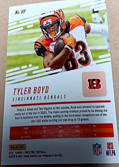 2021 Panini Prestige #69 Tyler Boyd — back