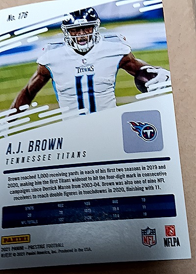 2021 Panini Prestige #176 A.J. Brown — back