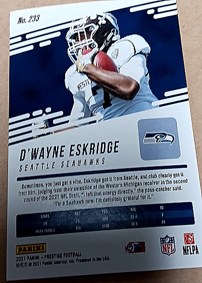 2021 Panini Prestige #233 D'Wayne Eskridge — back