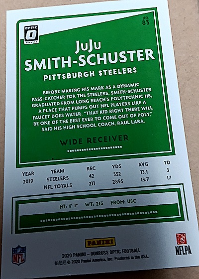 2020 Panini Donruss Optic #83 JuJu Smith-Schuster — back
