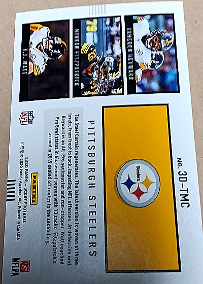 2020 Panini Score 3D #3D-TMC Minkah Fitzpatrick T.J. Watt Bud Dupree — back