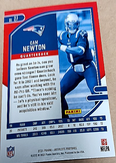 2021 Panini Absolute #27 Cam Newton — back