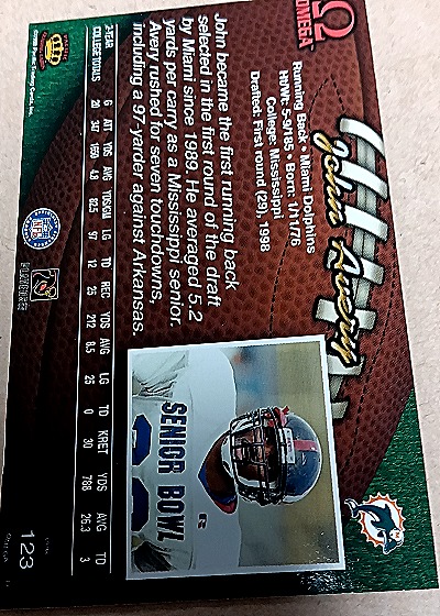 1998 Pacific Omega #123 John Avery — back