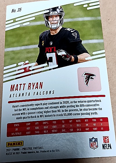 2021 Panini Prestige #35 Matt Ryan — back