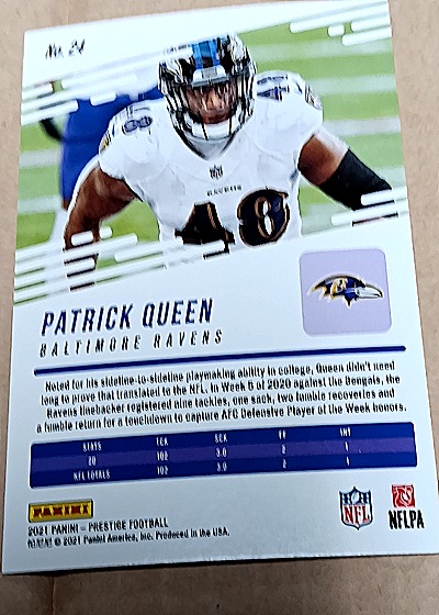 2021 Panini Prestige #24 Patrick Queen — back