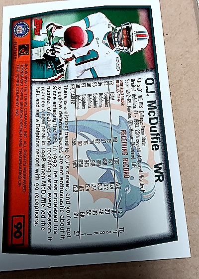 1999 Topps Season Opener #90 O.J. McDuffie — back