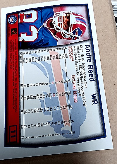 1999 Topps Season Opener #11 Andre Reed — back