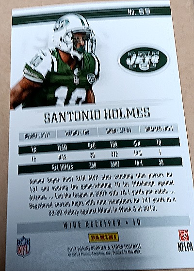 2013 Panini Rookies & Stars #69 Santonio Holmes — back