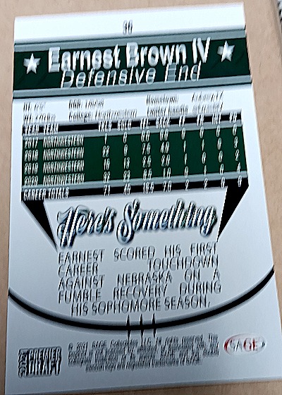 2021 SAGE Premier Draft #36 Earnest Brown IV — back