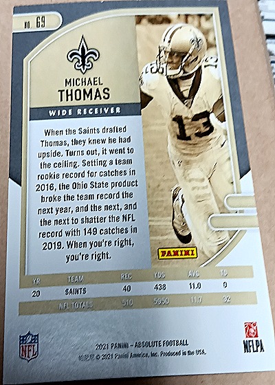 2021 Panini Absolute #69 Michael Thomas — back