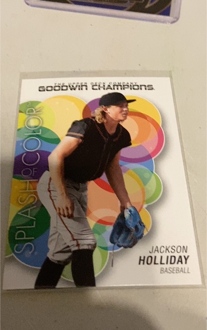 2023 Upper Deck Goodwin Champions #119 Jackson Holliday Splash of Color Rookie Card — front