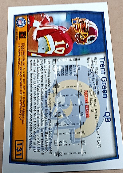 1999 Topps #43 Trent Green — back
