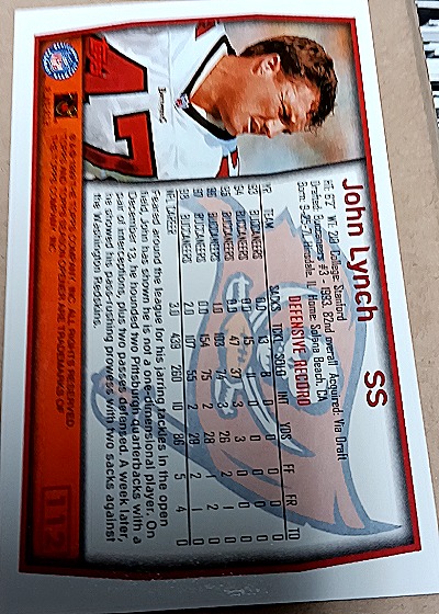 1999 Topps Season Opener #112 John Lynch — back