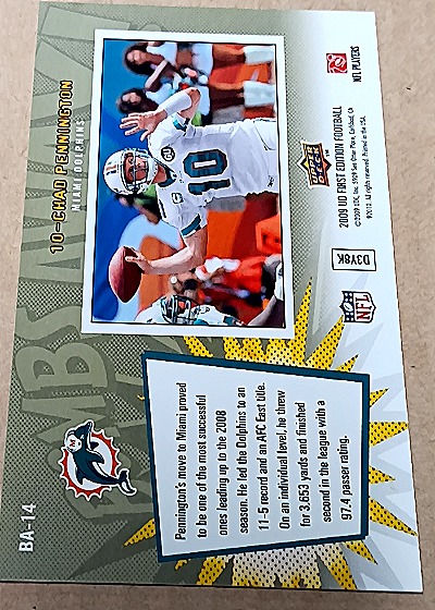 2009 Upper Deck First Edition #BA-14 Chad Pennington — back