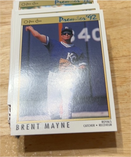 1992 O-Pee-Chee Premier # Brent Mayne — front