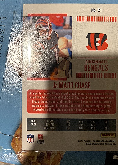 2024 Panini Contenders #21 Ja'Marr Chase — back