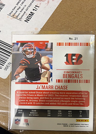 2024 Panini Contenders #21 Ja'Marr Chase — back