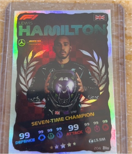 2021 Topps Turbo Attax #204 Lewis Hamilton Seven-Time Champion — front