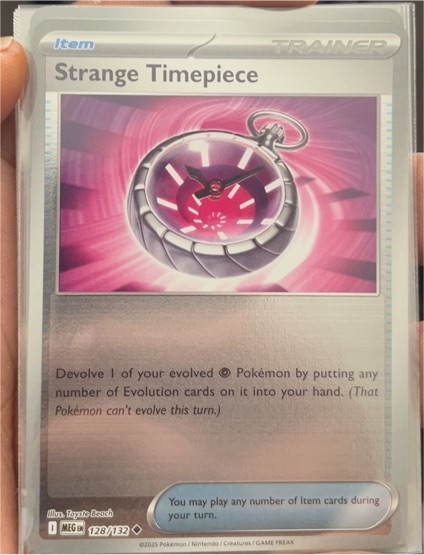 2025 Pokemon Mega Evolution #128 Strange Timepiece — front
