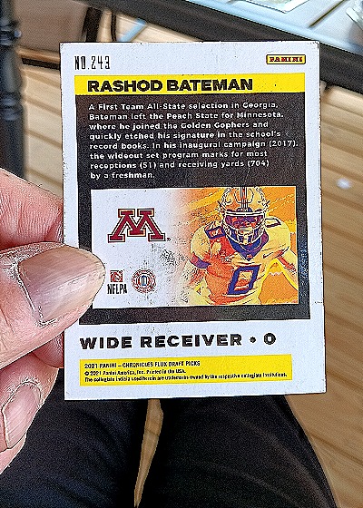 2021 Panini Chronicles Draft Picks Flux #243 Rashod Bateman — back