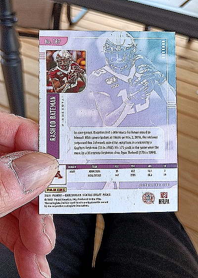 2021 Panini Chronicles Status Draft Picks #169 Rashod Bateman — back