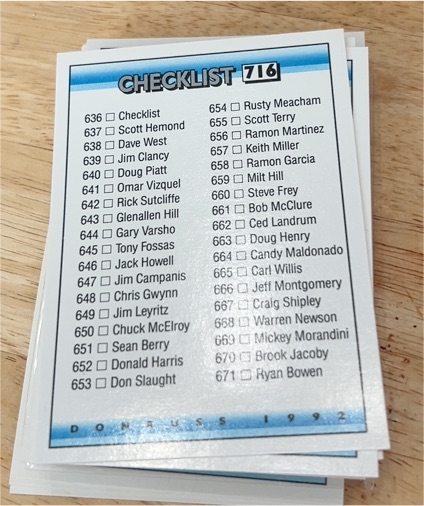 1992 Donruss #716 Checklist — front