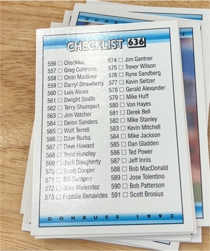 1992 Donruss #636 Checklist — front