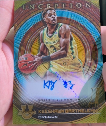2022-23 Bowman University Inception #BIA-KB Keeshawn Barthelemy — front
