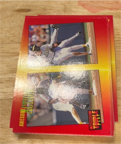1992 Donruss Triple Play #26 Finley/Carter Awesome Action — front
