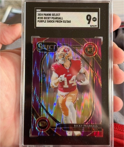 2024 Panini Select #285 Ricky Pearsall Purple Shock Prizm RC — front