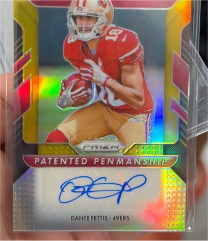 2018 Panini Prizm Patented Penmanship Dante Pettis — front
