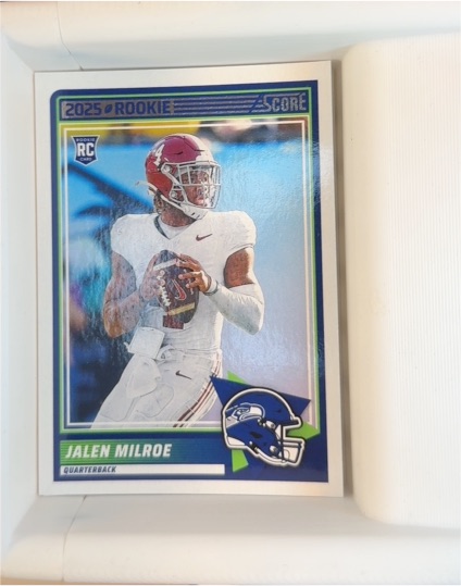 2025 Panini Score #29 Jalen Milroe RC Rookie Base Seattle Seahawks — front