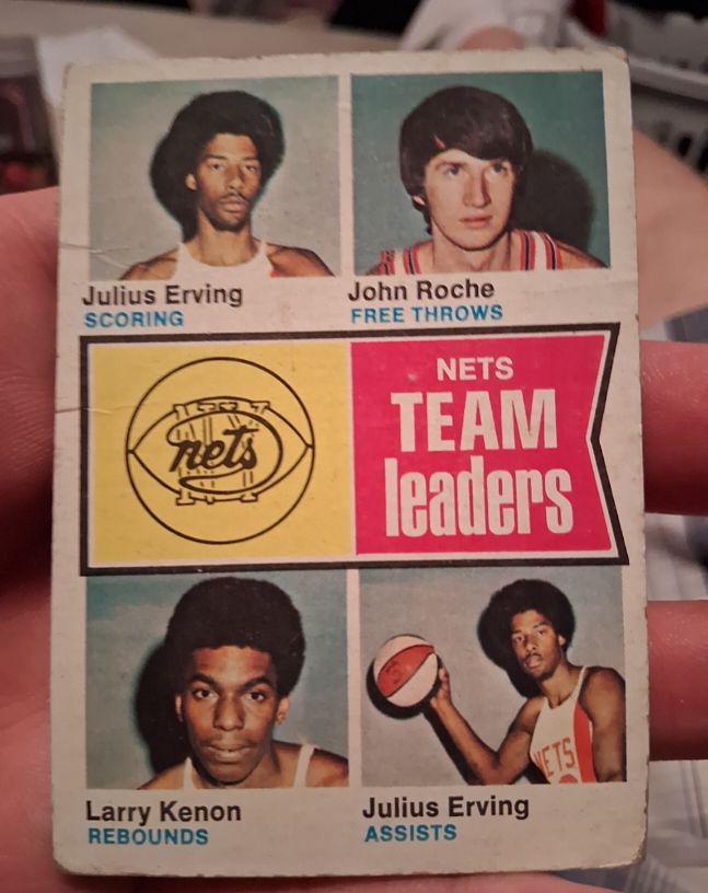 1974 Topps #226 New York Nets Team Leaders Julius Erving John Roche Larry Kenon — front