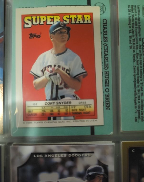 1988 Topps Super Star Sticker #53 Cory Snyder — front
