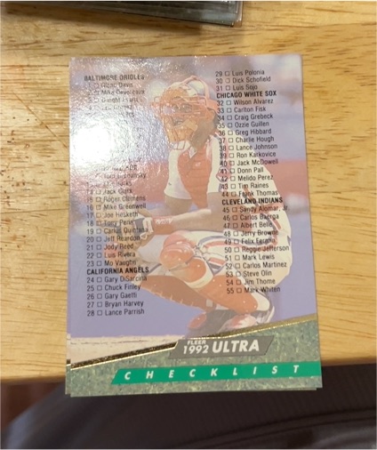 1992 Fleer Ultra #298 Checklist — front