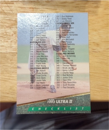 1992 Fleer Ultra II #598 Checklist — front