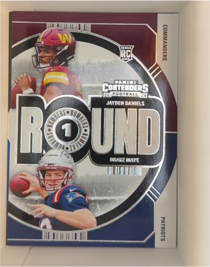 2024 Panini Contenders Round Numbers #1 Jayden Daniels/Drake Maye — front